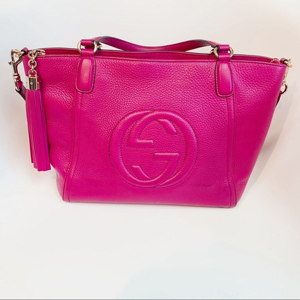 GUCCI Soho Top Handle Shoulder Strap Hot Pink S